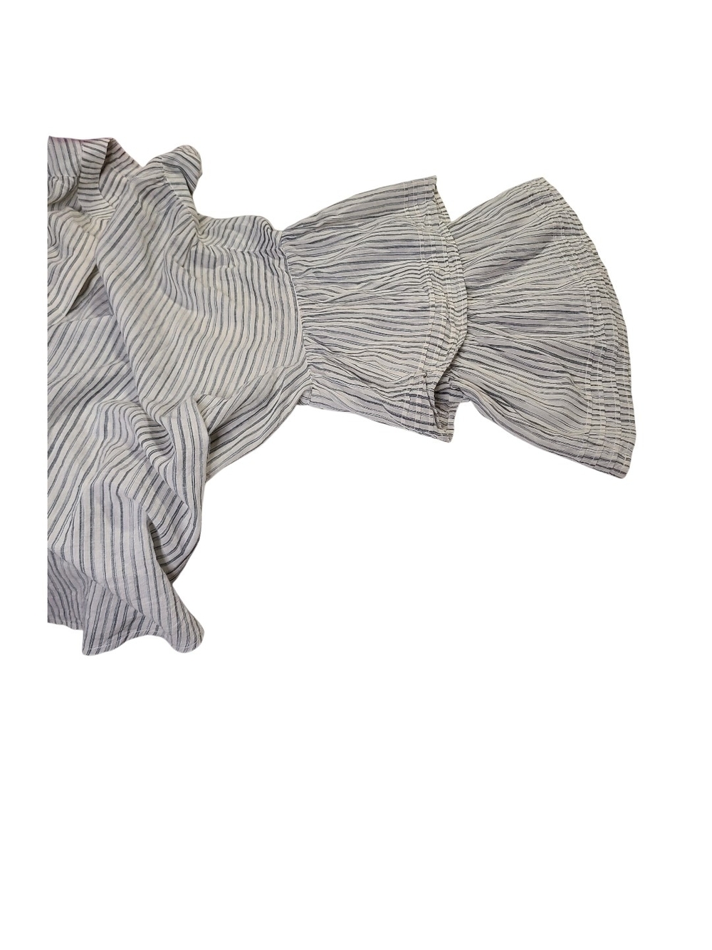 Share With Striped V-Neck Tunic Blouse Multi Tiered Ruffle Sleeve Size 2 - Picture 5 of 8